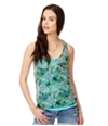 Aeropostale Womens Sheer Pleated Tropical Tank Top