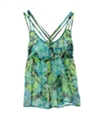 Aeropostale Womens Floral Print Sheer Shimmer Tank Top