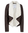 Aeropostale Womens Faux Sherpa Cropped Jacket