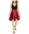 Speechless Womens Colorblocked Satin Fit & Flare Dress