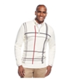 Geoffrey Beene Mens Windowpane Quarter-Zip Pullover Sweater vanilla LT