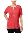 G.H. Bass & Co. Womens Burnout-Dyed Henley Shirt