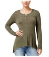 Hippie Rose Womens Striped Henley Shirt, TW1