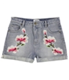 Minkpink Womens Floral Patched Casual Denim Shorts