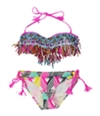 Raisins Womens Printed Fringe 2 Piece Bikini, TW1