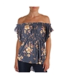 Free People Womens Woven Floral Print Off The Shoulder Blouse
