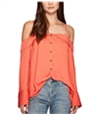 Free People Womens Button Down Peasant Blouse