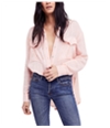 Free People Womens Talk To Me Crinkled Henley Shirt