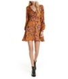 Free People Womens Floral Fit & Flare Dress orange 0
