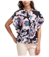 Dkny Womens Floral Flutter Sleeve Button Down Blouse
