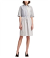 Dkny Womens Cotton Stripped And Colorblocked Pleated Dress