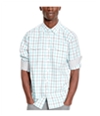 Kenneth Cole Mens Double-Pocket Grid Button Up Shirt capricombo M
