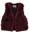 Safari Womens By Imposter Faux Fur Sweater Vest magenta M
