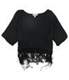 testament Womens Fringed Pullover Blouse black S