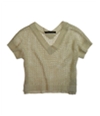 W118 Womens Glittery V-neck Mesh Knit Sweater ivory XS