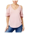 Almost Famous Womens Ruffle Knit Blouse