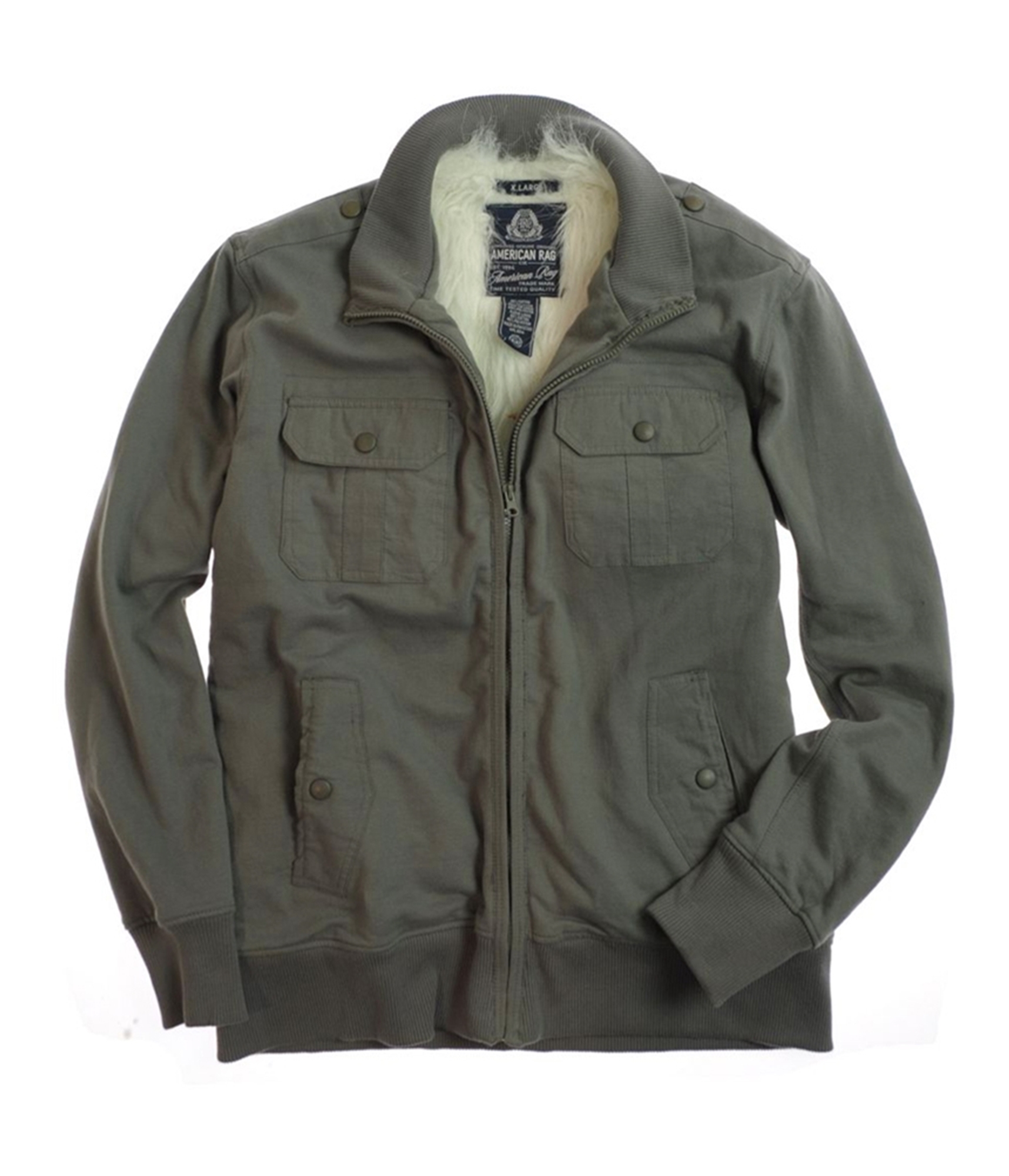 American Rag Mens Sherpa Lined Fashion Fleece Military Jacket | Mens ...
