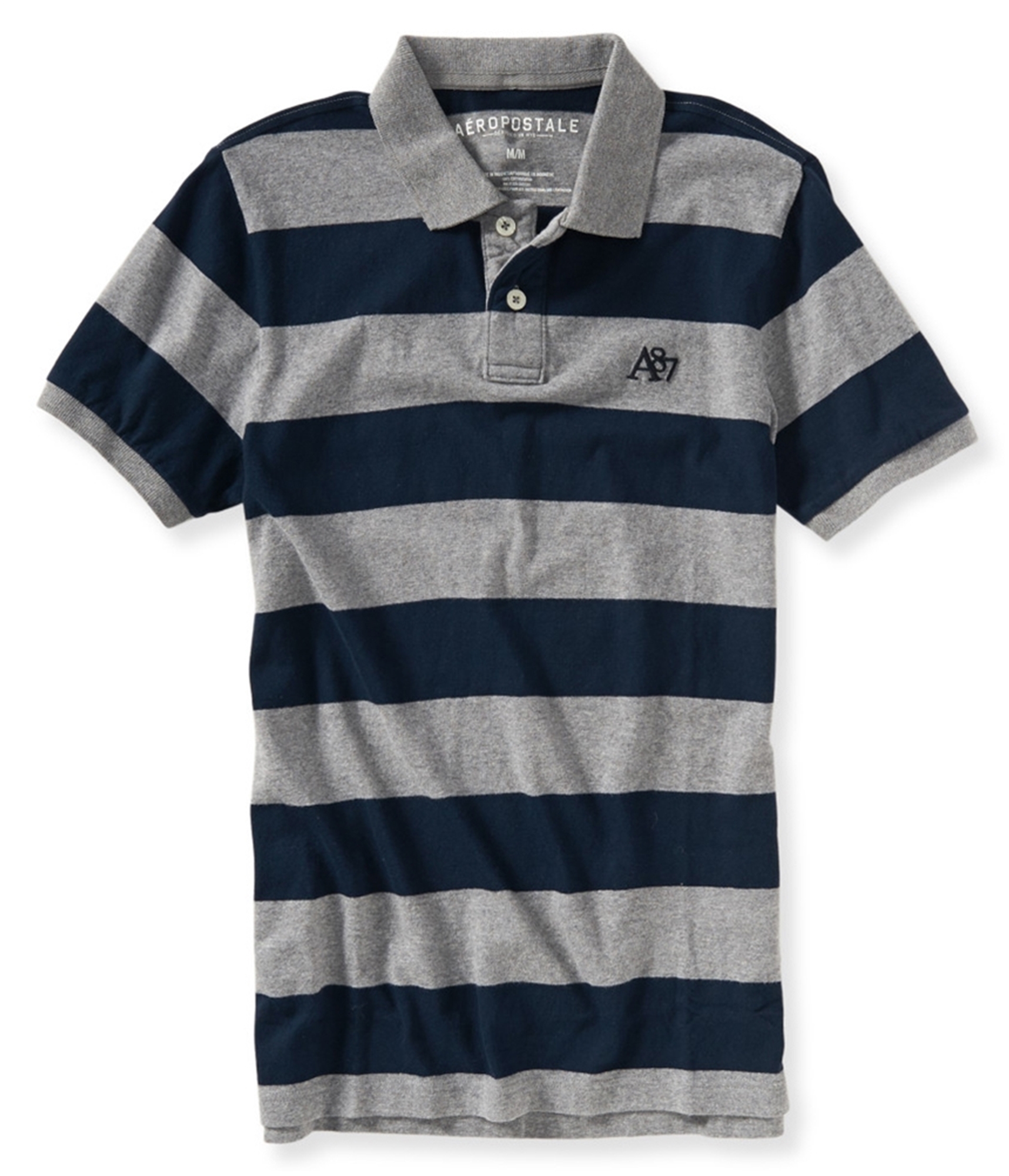 Aeropostale Mens A87 Striped Rugby Polo Shirt