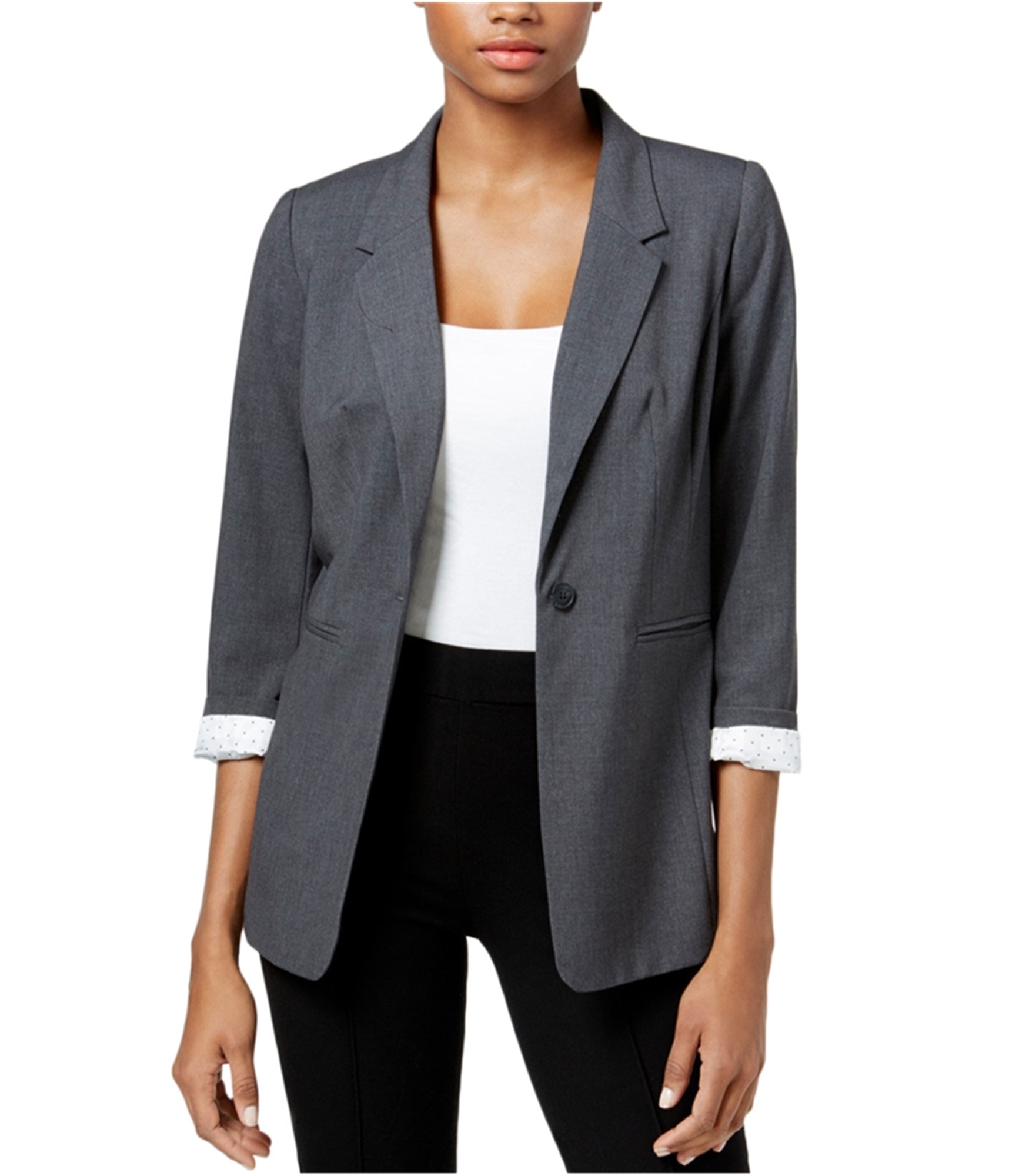 Kensie Womens Solid One Button Blazer Jacket | TagsWeekly.com