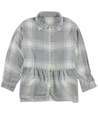 American Eagle Womens Flannel Peplum Button Up Shirt