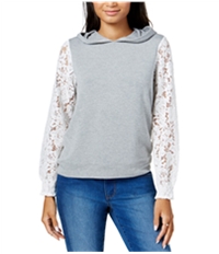 Maison Jules Womens Lace-Sleeve Hoodie Sweatshirt