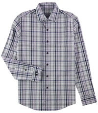 Tasso Elba Mens Geometric Plaid Button Up Shirt, TW2