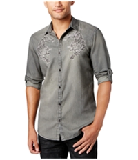 I-N-C Mens Embroidered Bengal Tiger Button Up Shirt