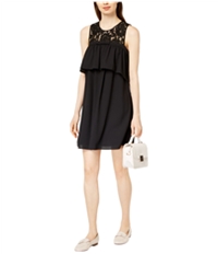 Maison Jules Womens Ruffled Lace Trim A-Line Dress