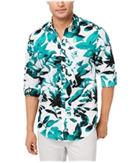 I-N-C Mens Abstract Floral Button Up Shirt, TW3