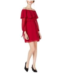 Maison Jules Womens Ruffled Off The Shoulder Shift Dress, TW2