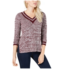 Maison Jules Womens Striped Trim Pullover Sweater