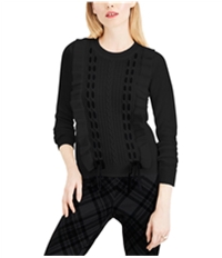 Maison Jules Womens Ruffle Lace Pullover Sweater