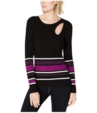 I-N-C Womens Striped Cutout Pullover Sweater