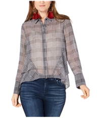 I-N-C Womens Ruffled Side Button Down Blouse