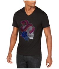 I-N-C Mens Skull Snake Rose Graphic T-Shirt