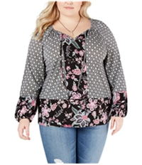 Style & Co. Womens Mixed Print Peasant Blouse, TW1
