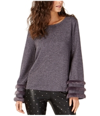 I-N-C Womens Faux-Fur Trim Knit Blouse