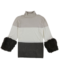 Alfani Womens Faux Fur Cuff Pullover Sweater