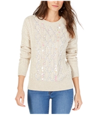 I-N-C Womens Embellished Cable Knit Pullover Sweater