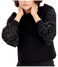 I-N-C Womens Embellished-Sleeve Pullover Sweatshirt