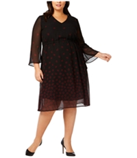 Anne Klein Womens Printed Sheer Lined Empire Dress