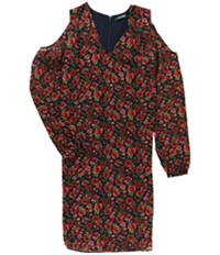 Ralph Lauren Womens Floral A-Line Cold Shoulder Dress