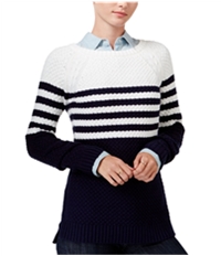 Maison Jules Womens Cross-Stitch Knit Sweater