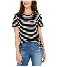 Carbon Copy Womens Striped Patch Embellished T-Shirt