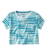 Aeropostale Womens Stripe Cropped Pocket Graphic T-Shirt