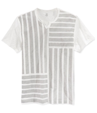 I-N-C Mens Pine Stripe Split Graphic T-Shirt