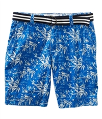 Aeropostale Mens Belted Tropical Pattern Casual Chino Shorts