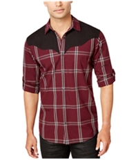 I-N-C Mens Western Plaid Button Up Shirt, TW2