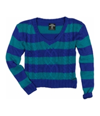 Ecko Unltd. Womens Open Neck Stripe Metallic Cable Cardigan Sweater