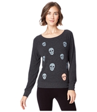 Aeropostale Womens Skull Boat-Neck Sweatshirt